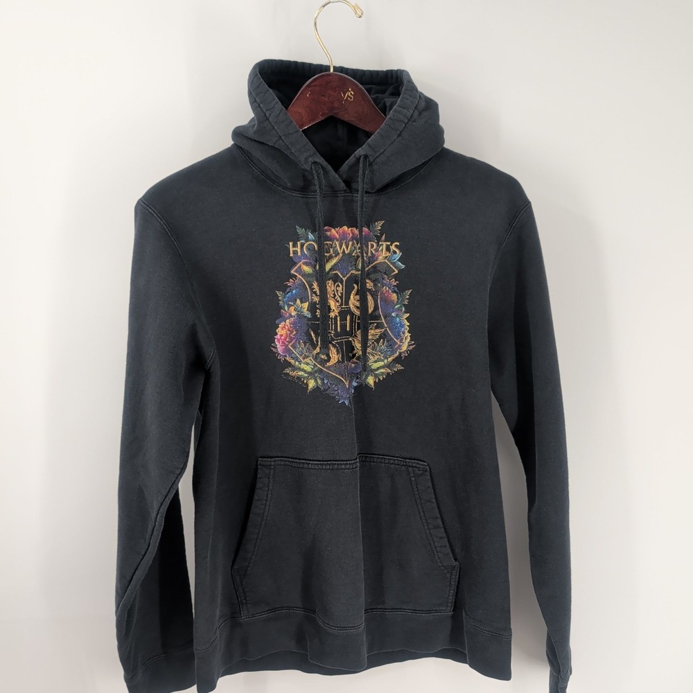 Vintage Harry Potter Hogwarts Graphic Outwear Classic Pullover Hoodie Black